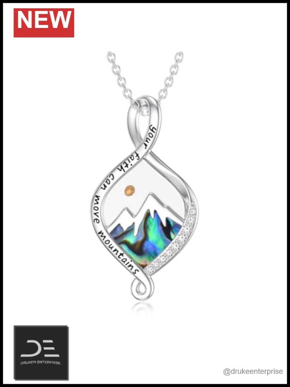 Faith Necklace 925 Sterling Silver Christian Mountain Pendant Infinity Jewelry